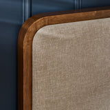 Wooden Double Bed With Grey Chenille Fabric Headboard - Walden