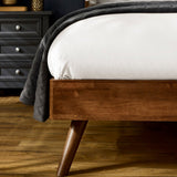 Wooden Double Bed With Grey Chenille Fabric Headboard - Walden