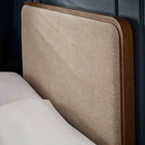 Wooden Double Bed With Grey Chenille Fabric Headboard - Walden