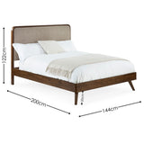 Wooden Double Bed With Grey Chenille Fabric Headboard - Walden