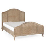 Wooden Double Bed With Rattan Detailing - Fleur