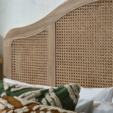 Wooden Double Bed With Rattan Detailing - Fleur