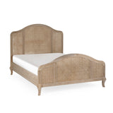Wooden Double Bed With Rattan Detailing - Fleur