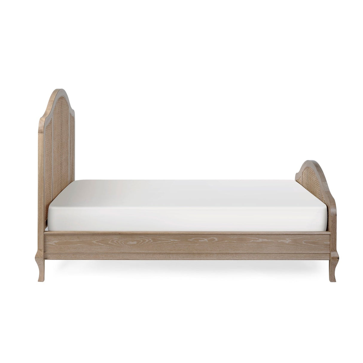 Wooden Double Bed With Rattan Detailing - Fleur