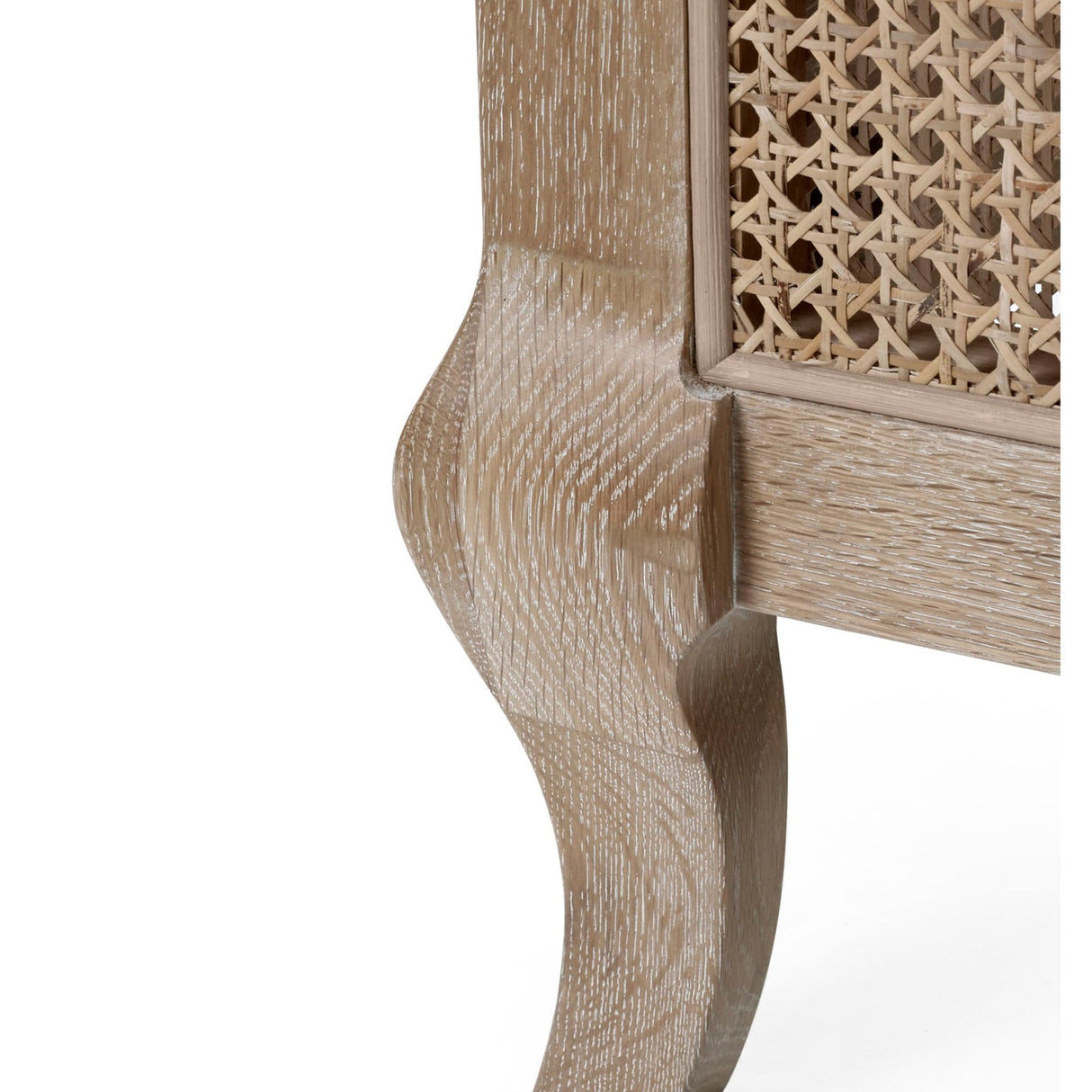 Wooden Double Bed With Rattan Detailing - Fleur