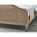 Wooden Double Bed With Rattan Detailing - Fleur