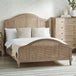 Wooden Double Bed With Rattan Detailing - Fleur