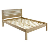 Wooden Double Bed With Rattan Effect - Santana