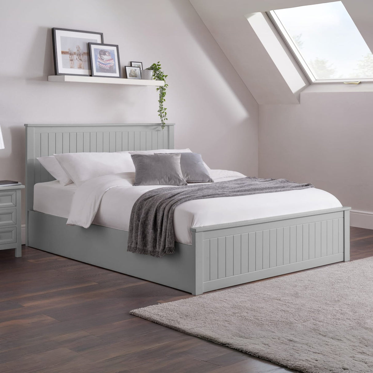Wooden Double Ottoman Storage Bed - Maine