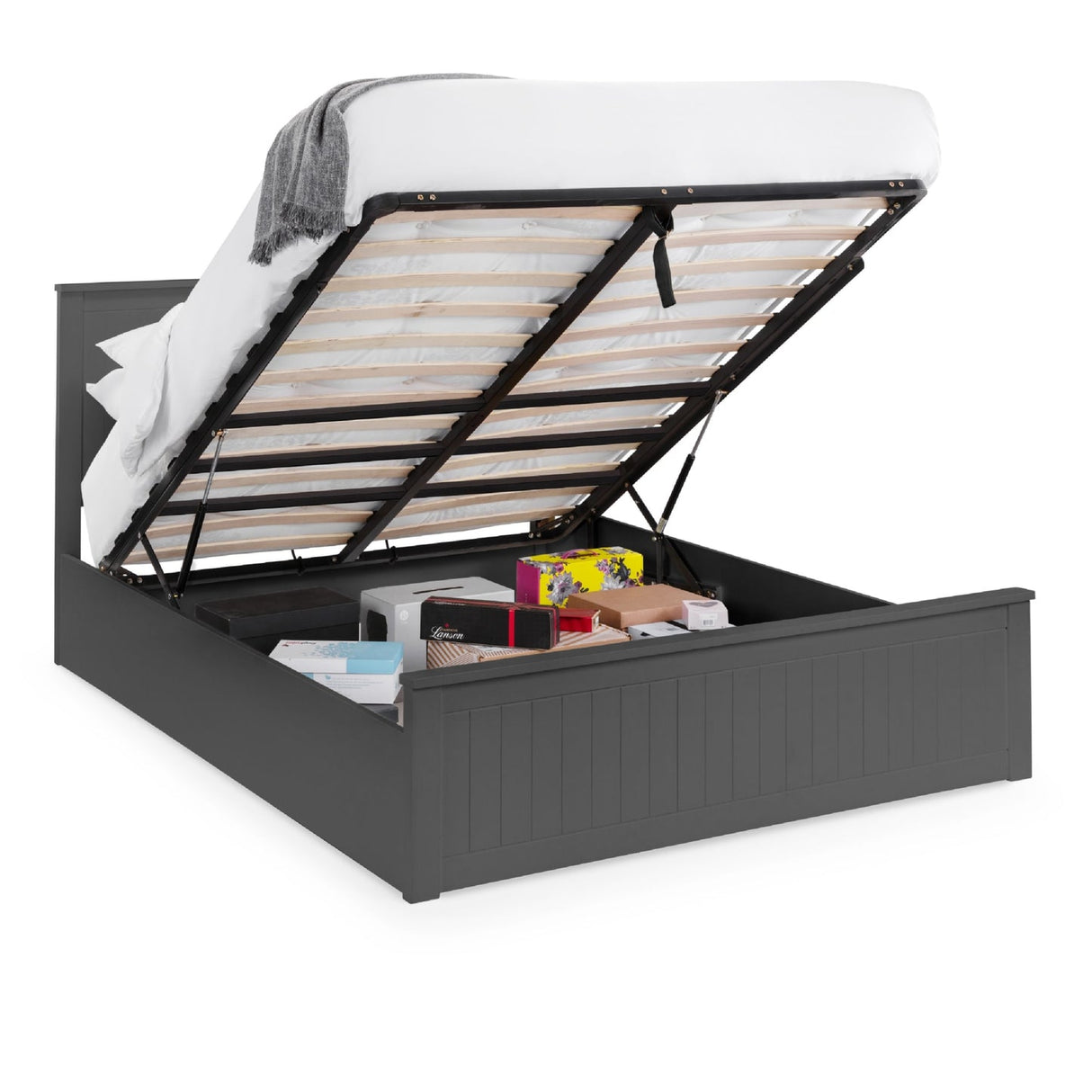 Wooden Double Ottoman Storage Bed - Maine