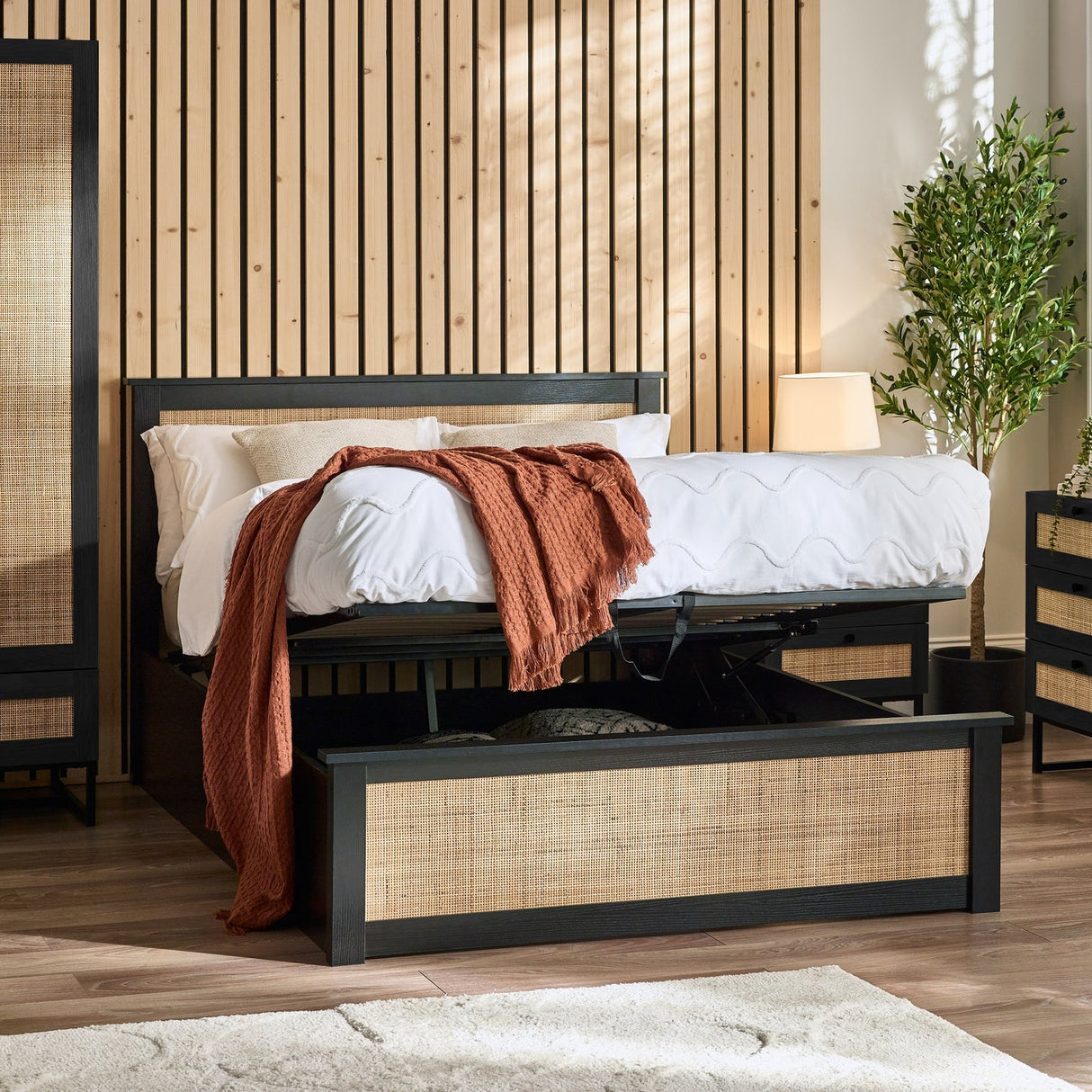 Wooden Double Ottoman Storage Bed - Padstow