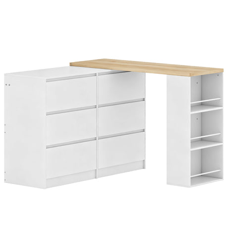 Wooden Dressing Table 130cm Wide With 6 Drawers - Velmora