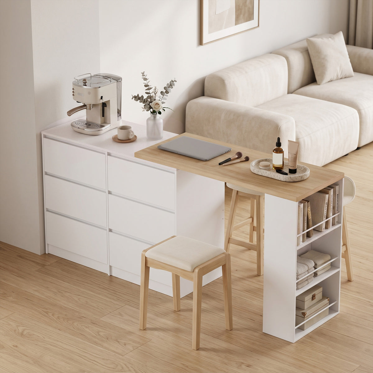 Wooden Dressing Table 130cm Wide With 6 Drawers - Velmora