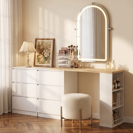 Wooden Dressing Table 130cm Wide With 6 Drawers - Velmora