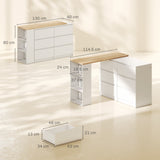 Wooden Dressing Table 130cm Wide With 6 Drawers - Velmora