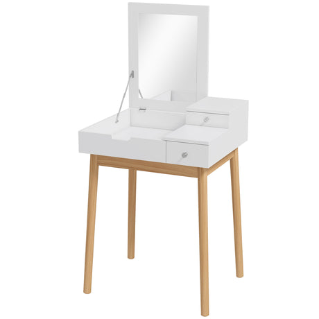 Wooden Dressing Table 60cm Wide Flip Up Mirror - Velmora