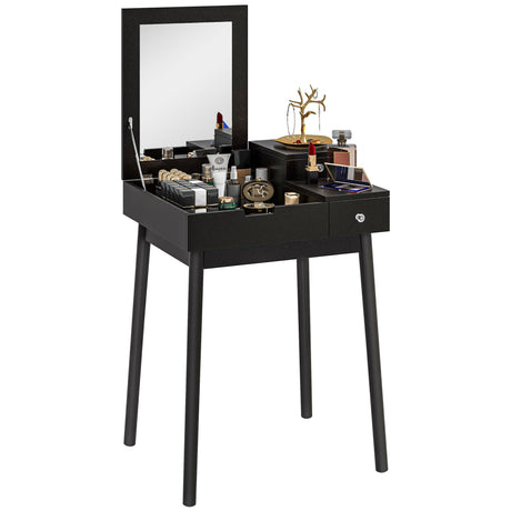 Wooden Dressing Table 60cm Wide Flip Up Mirror - Velmora