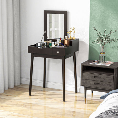 Wooden Dressing Table 60cm Wide Flip Up Mirror - Velmora