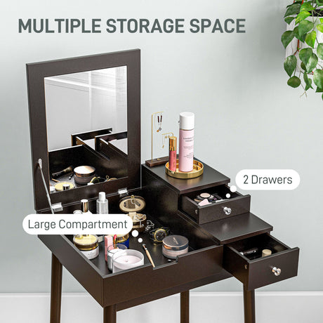 Wooden Dressing Table 60cm Wide Flip Up Mirror - Velmora