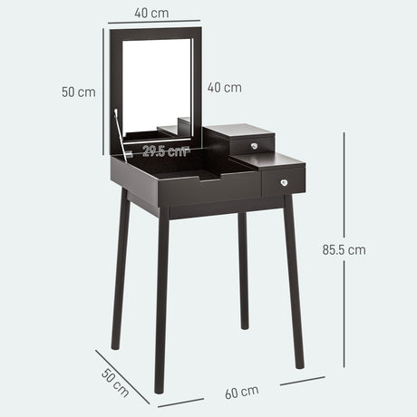 Wooden Dressing Table 60cm Wide Flip Up Mirror - Velmora