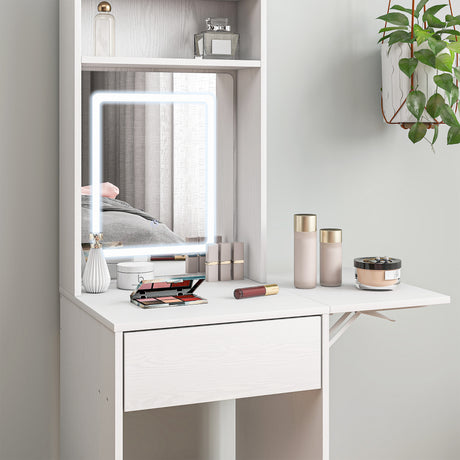 Wooden Dressing Table 74.3cm Wide With LED Mirror - Velmora