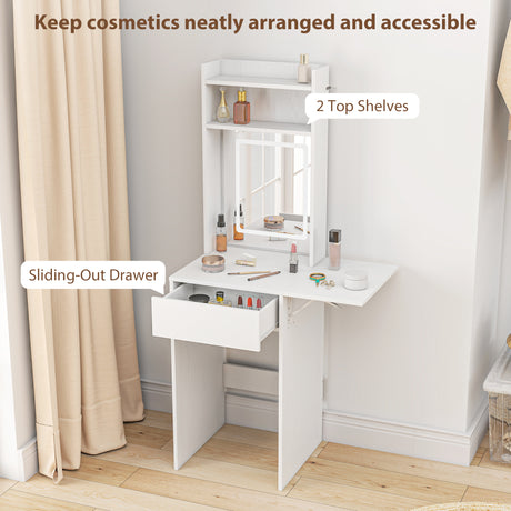 Wooden Dressing Table 74.3cm Wide With LED Mirror - Velmora