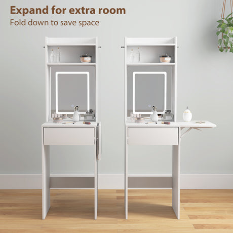 Wooden Dressing Table 74.3cm Wide With LED Mirror - Velmora