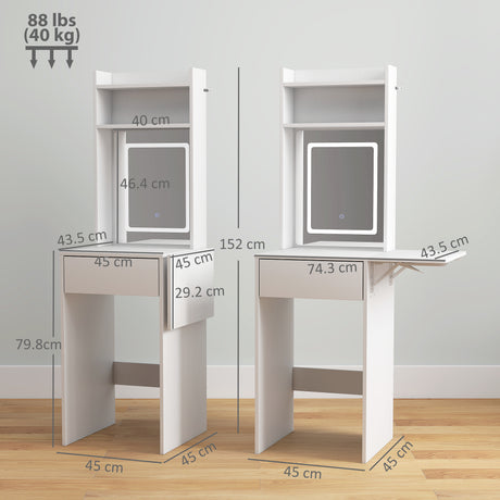 Wooden Dressing Table 74.3cm Wide With LED Mirror - Velmora