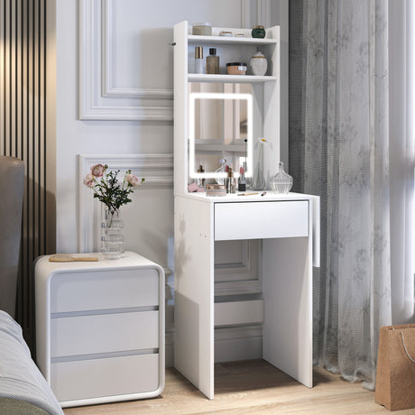 Wooden Dressing Table 74.3cm Wide With LED Mirror - Velmora