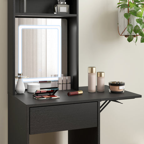 Wooden Dressing Table 74.3cm Wide With LED Mirror - Velmora