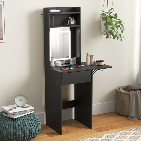 Wooden Dressing Table 74.3cm Wide With LED Mirror - Velmora