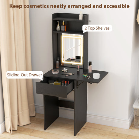 Wooden Dressing Table 74.3cm Wide With LED Mirror - Velmora