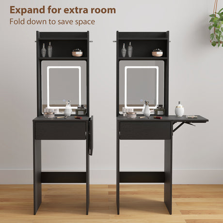 Wooden Dressing Table 74.3cm Wide With LED Mirror - Velmora