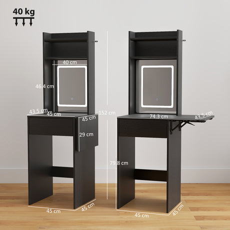 Wooden Dressing Table 74.3cm Wide With LED Mirror - Velmora
