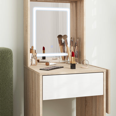 Wooden Dressing Table 74.3cm Wide With LED Mirror - Velmora