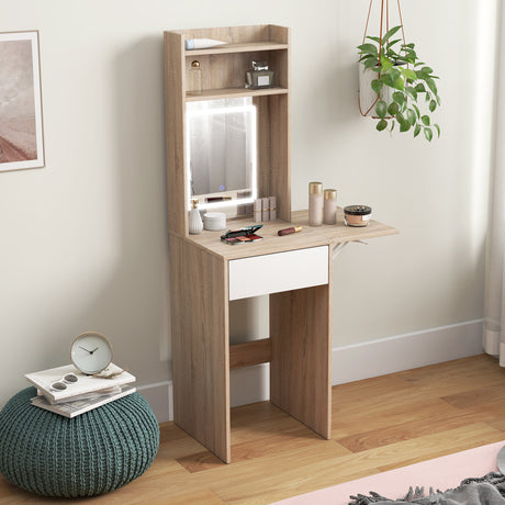Wooden Dressing Table 74.3cm Wide With LED Mirror - Velmora