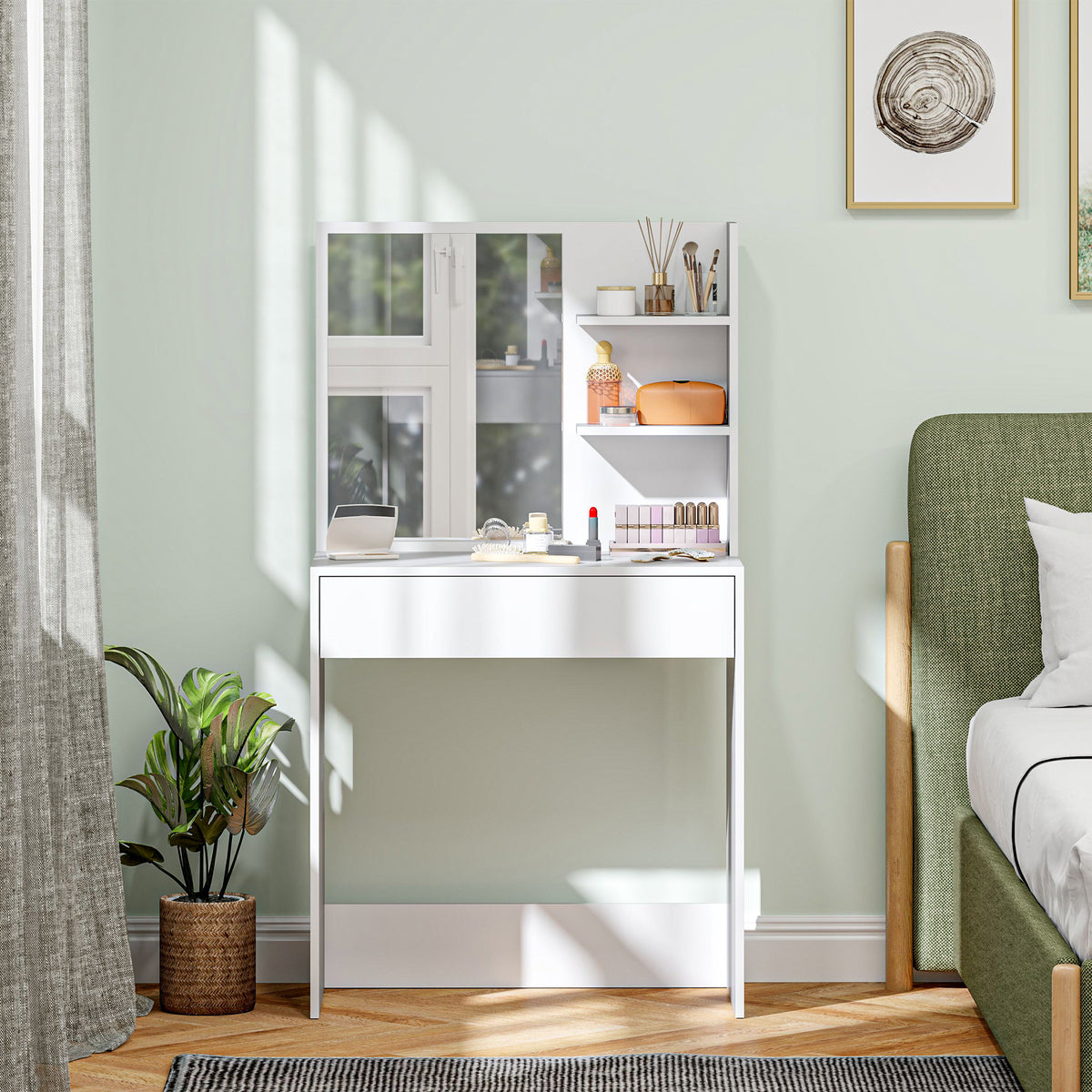 Wooden Dressing Table 75cm Wide With 1 Drawer - Velmora