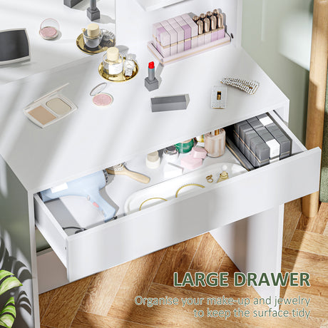 Wooden Dressing Table 75cm Wide With 1 Drawer - Velmora