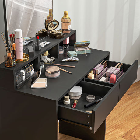 Wooden Dressing Table 75cm Wide With Mirror - Velmora