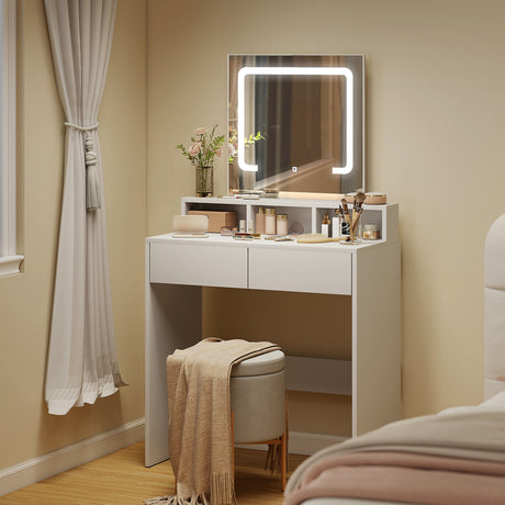 Wooden Dressing Table 75cm Wide With Mirror - Velmora