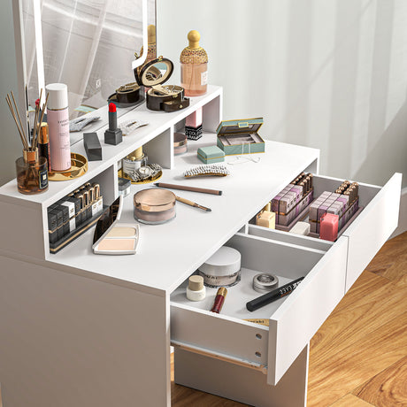 Wooden Dressing Table 75cm Wide With Mirror - Velmora