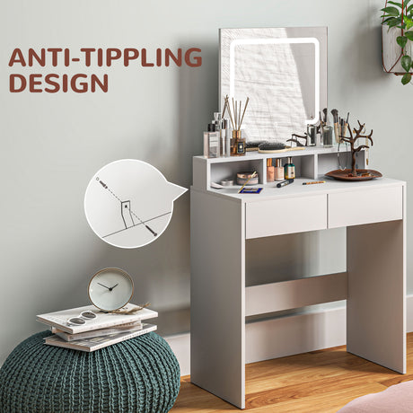Wooden Dressing Table 75cm Wide With Mirror - Velmora