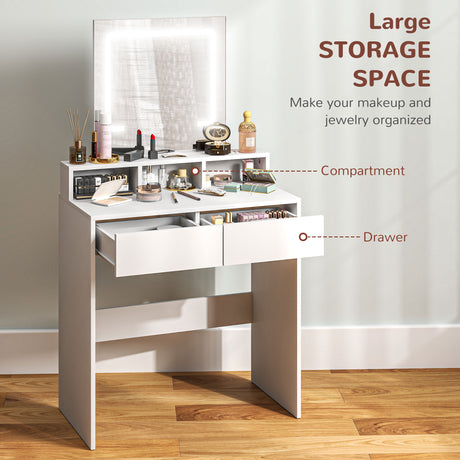 Wooden Dressing Table 75cm Wide With Mirror - Velmora
