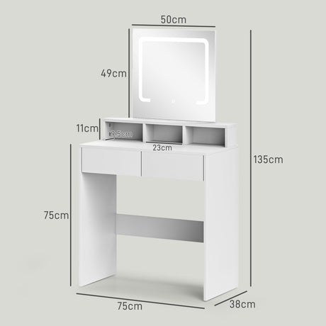 Wooden Dressing Table 75cm Wide With Mirror - Velmora