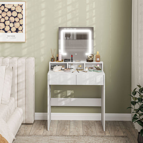 Wooden Dressing Table 75cm Wide With Mirror - Velmora