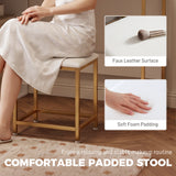 Wooden Dressing Table Set 120cm Wide L-Shaped With LED Mirror - Velmora