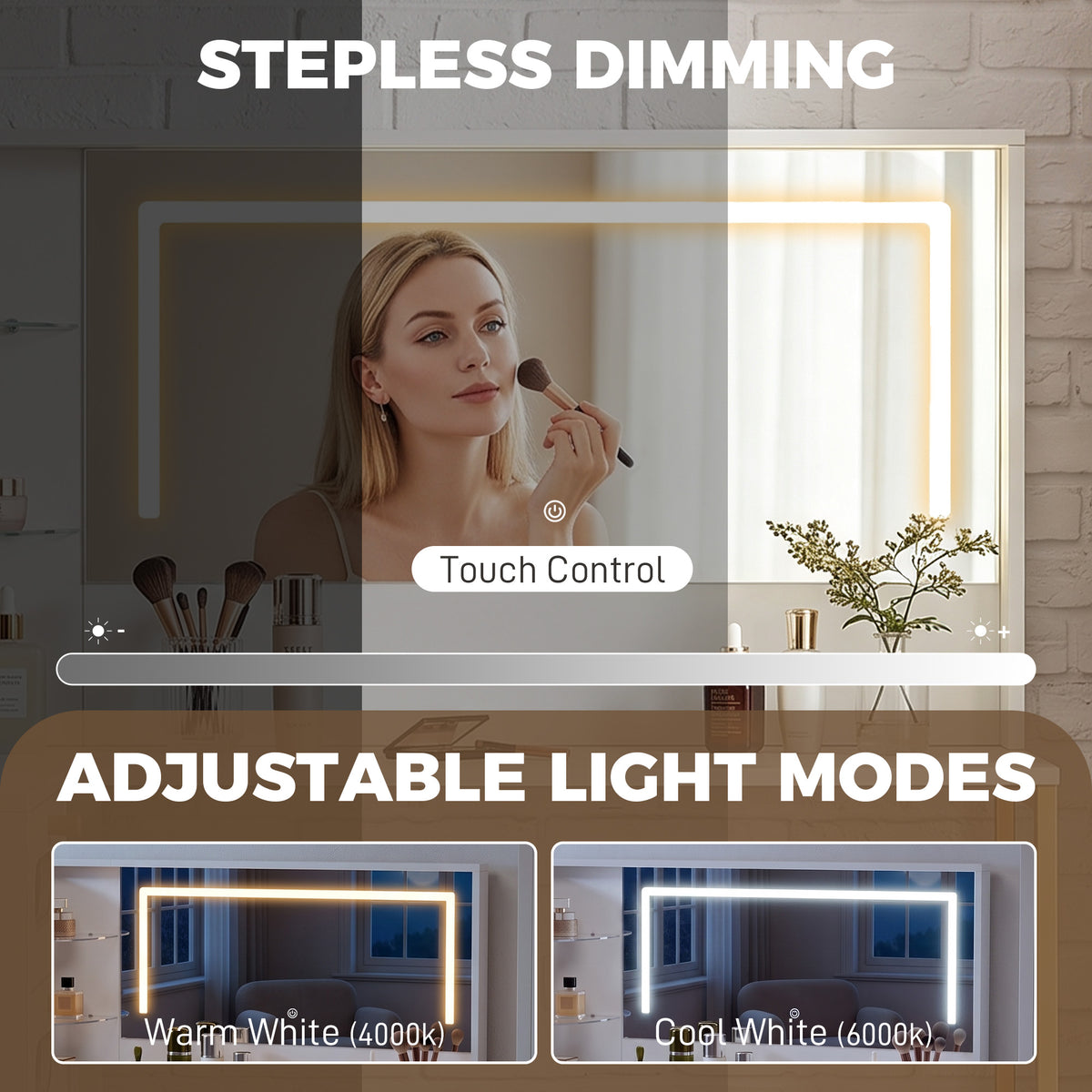 Wooden Dressing Table Set 120cm Wide L-Shaped With LED Mirror - Velmora
