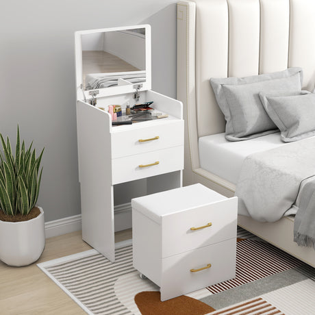 Wooden Dressing Table Set 48cm Wide - Velmora