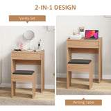 Wooden Dressing Table Set 60.2cm Wide - Velmora