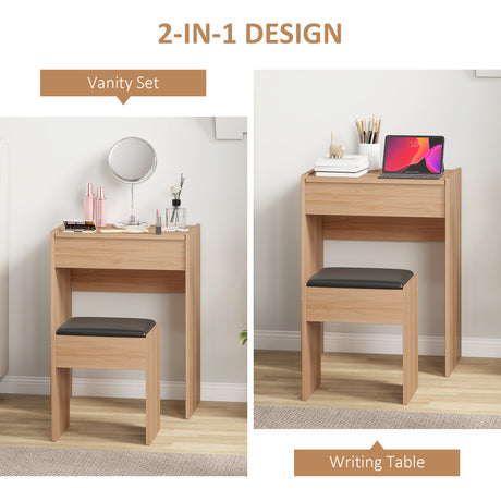 Wooden Dressing Table Set 60.2cm Wide - Velmora